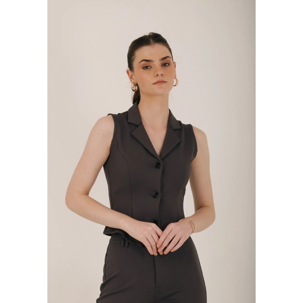 Vintage - Charcoal Grey Single Button Down Waistcoat